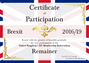 Brexit Participation Award for Remainers. Right-click to download.